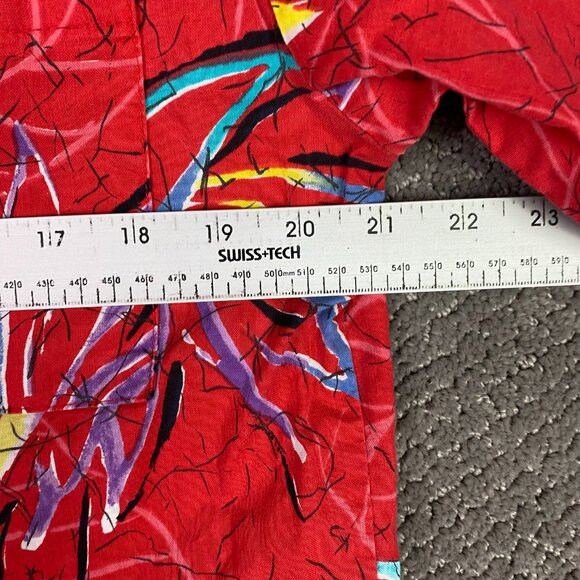Vintage OP Ocean Pacific Hawaiian Shirt Men's Medium Cotton Red Tropical floral - Picture 8 of 10